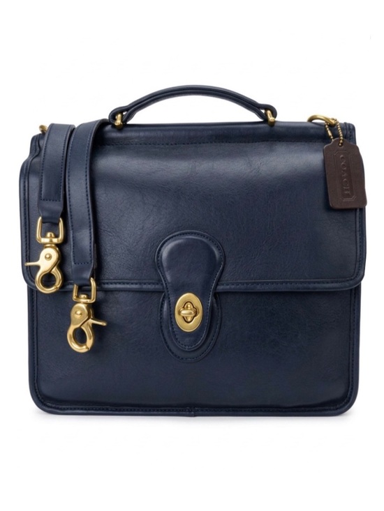 Coach Handbags - Vintage COACH WILLIS Navy Blue Glove Tanned Leather Shoulder Bag Pre-94 9927 COA